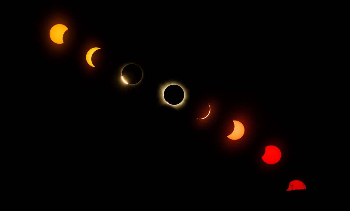 Rio de Onor (Portugal), 12/08/2026.- A composite image shows different stages of the solar eclipse as seen from Montesinho Natural Park, Rio de Onor, district of Braganca, Portugal, 12 August 2026. A total solar eclipse swept across parts of Europe and the North Atlantic on 12 August, with the path of totality moving through Greenland, Iceland, Spain, and a small section of northeastern Portugal, while surrounding areas across Europe experienced a partial solar eclipse, according to the European Space Agency (ESA). (Groenlandia, España, Islandia) EFE/EPA/PEDRO SARMENTO COSTA