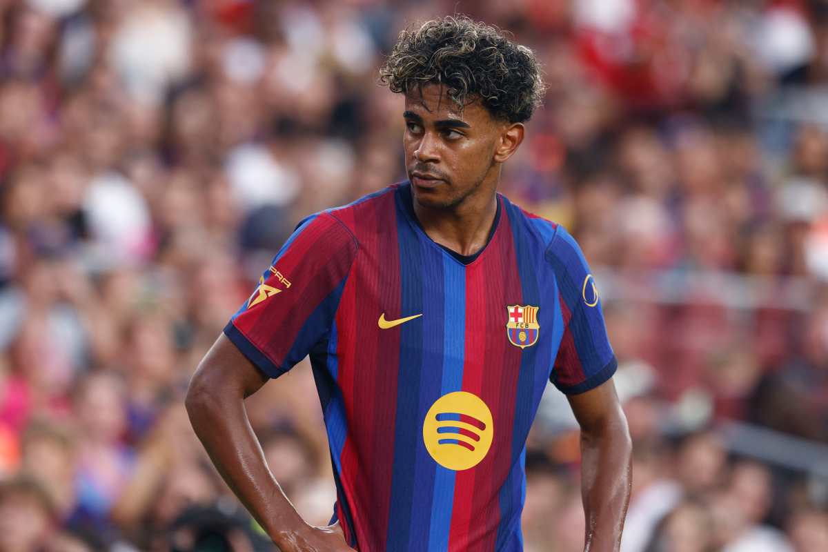 BARCELONA, 19/08/2026.- El delantero del Barcelona Lamine Yamal durante el partido del Trofeo Joan Gamper que FC Barcelona y Al Ahly disputan este miércoles en el Camp Nou. EFE/Quique García