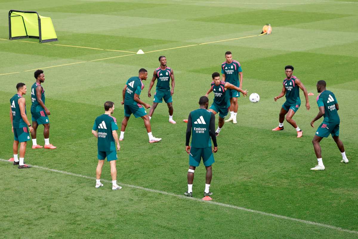 MADRID, 21/08/2026.- Entrenamiento del Real Madrid previo al primer partido oficial de la temporada para el equipo blanco, contra el Espanyol, correspondiente a la segunda jornada de LaLiga. EFE/Chema Moya