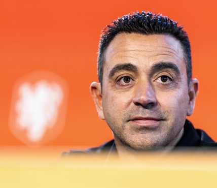 Zeist (Netherlands), 25/08/2026.- Newly appointed head coach Xavi Hernandez attends his presentation as head coach of the Dutch national soccer team, in Zeist, the Netherlands, 25 August 2026. (Países Bajos; Holanda) EFE/EPA/KOEN VAN WEEL