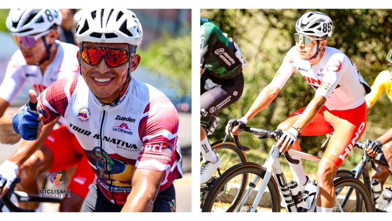 José Canastuj y Melvin Torres se mantienen en la pelea durante la Vuelta a Colombia 2026 y acechan los primeros puestos de la clasificación general. (Foto Prensa Libre: Ciclismo en Línea y Vuelta a Colombia).