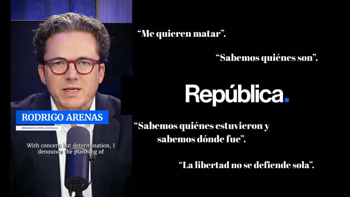 Rodrigo Arenas denunció un supuesto plan para atentar contra su vida y la de su equipo de periodistas de República. Cámaras e instituciones repudiaron las amenazas y pidieron investigar el caso y garantizar la protección de los periodistas.