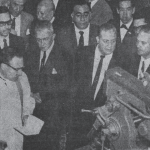 Los cinco fundadores asisten a la bendición de la primera rotativa offset, adquirida en 1962 y que fue el primero de muchos pasos en la evolución de calidad de servicio informativo de Prensa Libre. (Foto HemerotecaPL)