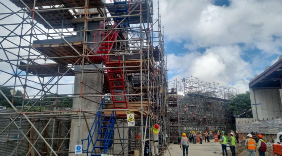Estación 2 del Aerometro donde se realizan trabajos de obra civil para la viga conectora VT-1.