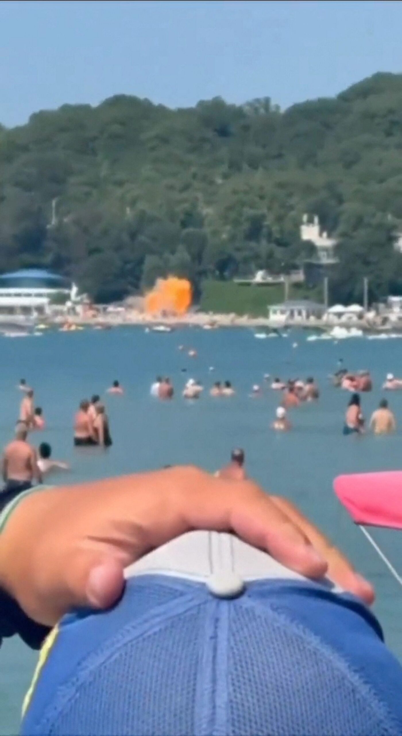 images showing the drone fall onto a Russian beach