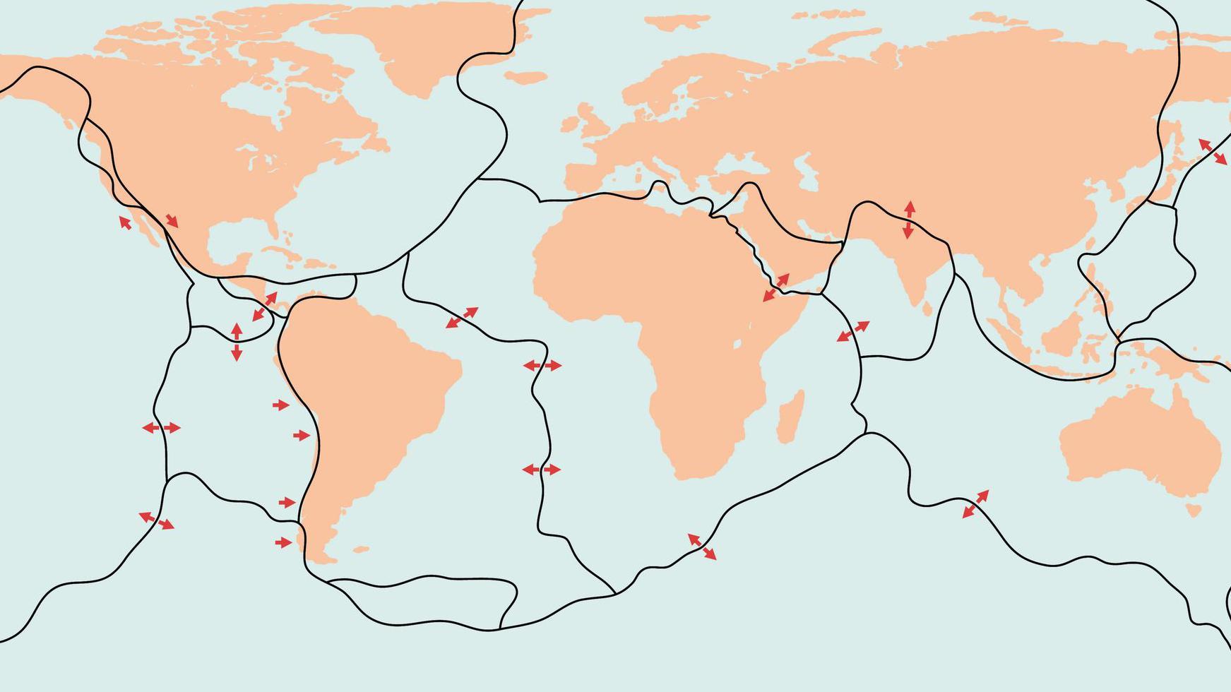 Mapa del mundo con placas tectónicas