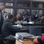 El bombero Josué Francisco Buch Cúmez declara como testigo durante el juicio contra siete expolicías procesados por delitos relacionados con la muerte de Nelson Santamaría y Eldin Leonel Choc Xi. (Foto Prensa Libre: Juan Diego González)