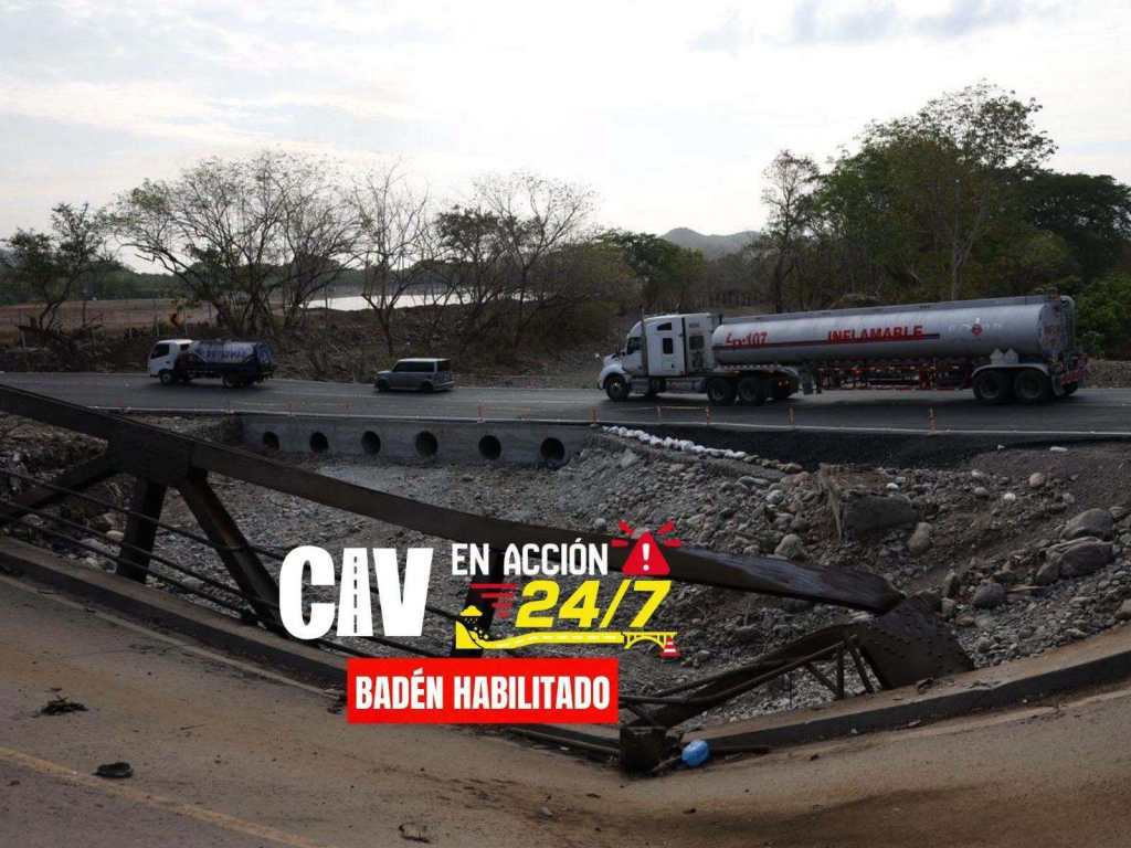 badén paso provisional puente Huijó ruta al Atlántico