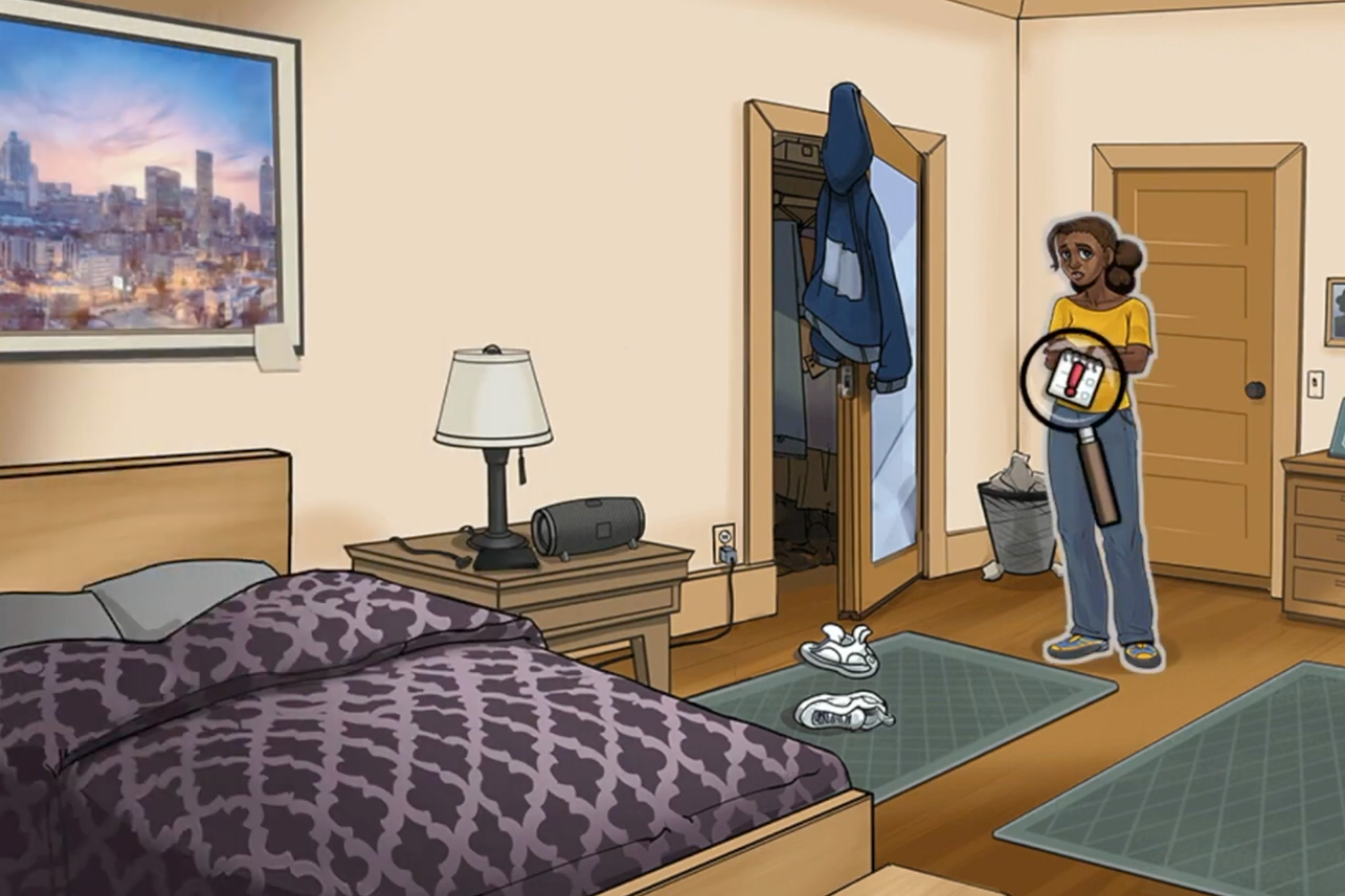 Una captura de pantalla de PlaySmart, un videojuego para adolescentes desarrollado por investigadores de Dartmouth para concientizar sobre la salud mental y el abuso de sustancias. Crédito: Lynn Fiellin/Dartmouth