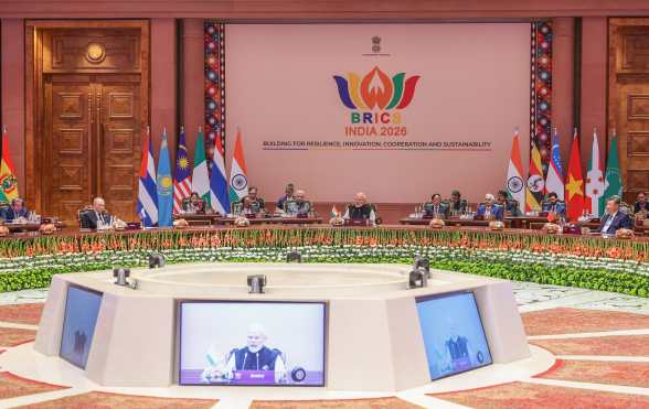New Dehli (India), 12/09/2026.- A handout photo made available by India's Ministry of External Foreign Affairs shows a general view of the 18th BRICS Leaders' Summit in New Delhi, India, 12 September 2026. India hosts the 18th BRICS Leaders' Summit from 12 to 13 September 2026 under the theme 'Building for Resilience, Innovation, Cooperation and Sustainability.' (Nueva Delhi) EFE/EPA/INDIAN MINISTRY OF EXTERNAL FOREIGN AFFAIRS / HANDOUT HANDOUT EDITORIAL USE ONLY/NO SALES