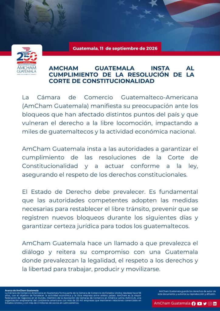 Amcham Guatemala bloqueos 11 septiembre