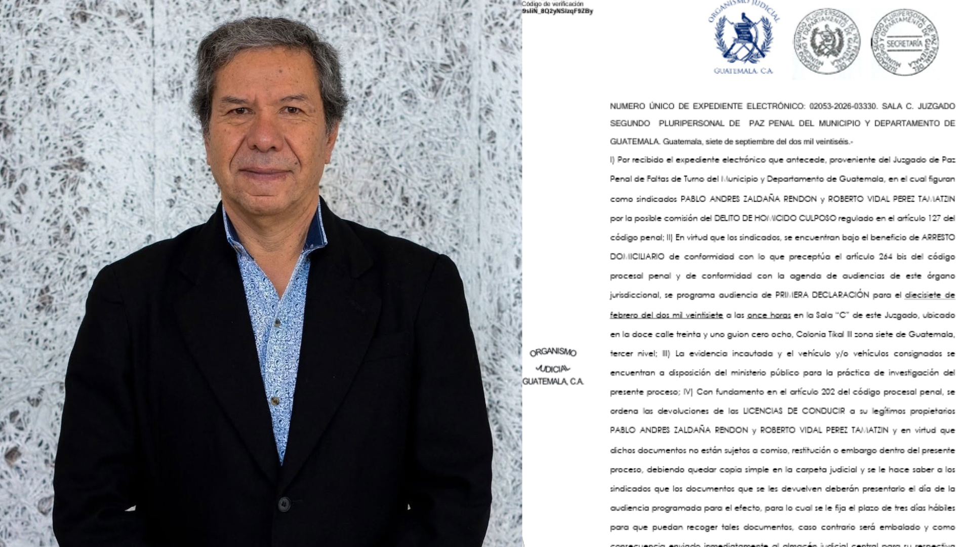 La resolución de la jueza Luisa Aguilar fija para febrero del 2027 la audiencia de primera declaración de los sindicados por la muerte de Héctor Hugo Girón.