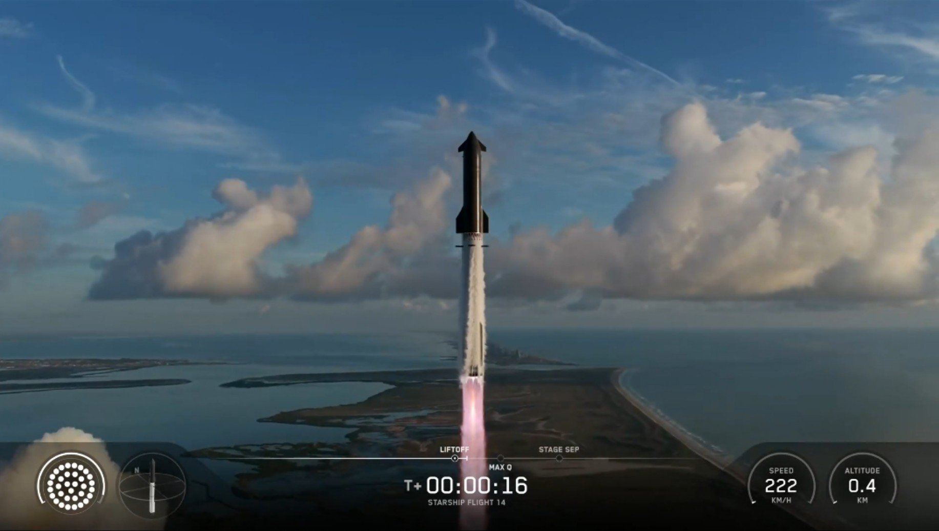 SpaceX pone en órbita terrestre por primera vez el Starship, en su decimocuarta prueba