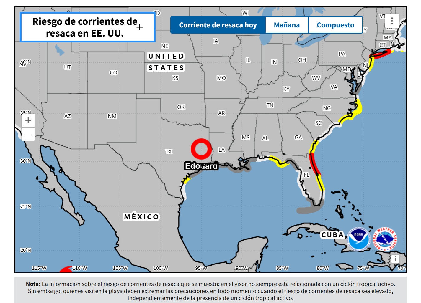 La tormenta tropical Edouard se degrada pero mantiene avisos por inundaciones en Texas