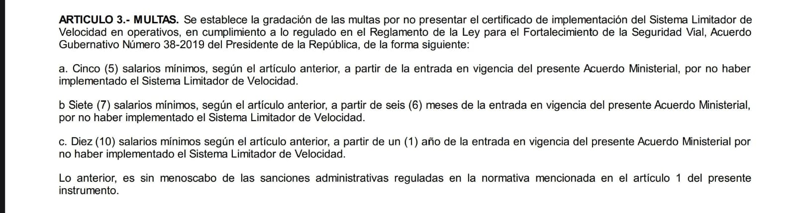 Artículo 3 del Reglamento de Ley para el Fortalecimiento de la Seguridad Vial.