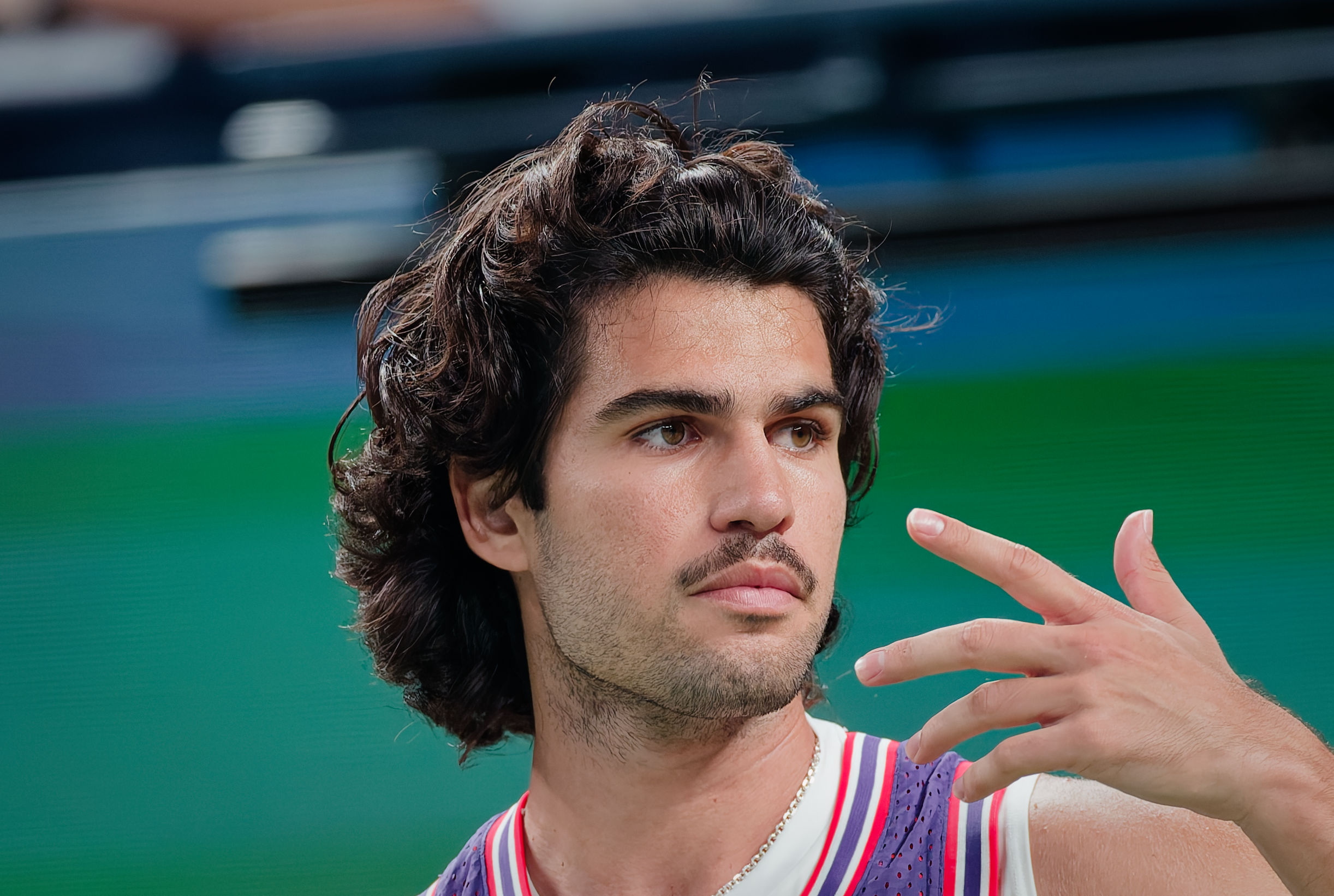 SHANGHAI (China), 12/10/2026.- Carlos Alcaraz of Spain reacts during his men's singles match against Zizou Bergs of Belgium at the Shanghai Masters tennis tournament in Shanghai, China, 12 October 2026. (Tenis, Bélgica, España) EFE/EPA/ALEX PLAVEVSKI