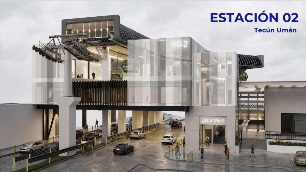 Vista lateral del diseño de la estación Tecún Umán y las cabinas del Aerometro.