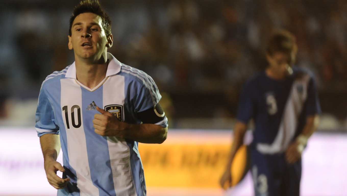 Lionel Messi en un partido amistoso contra Guatemala