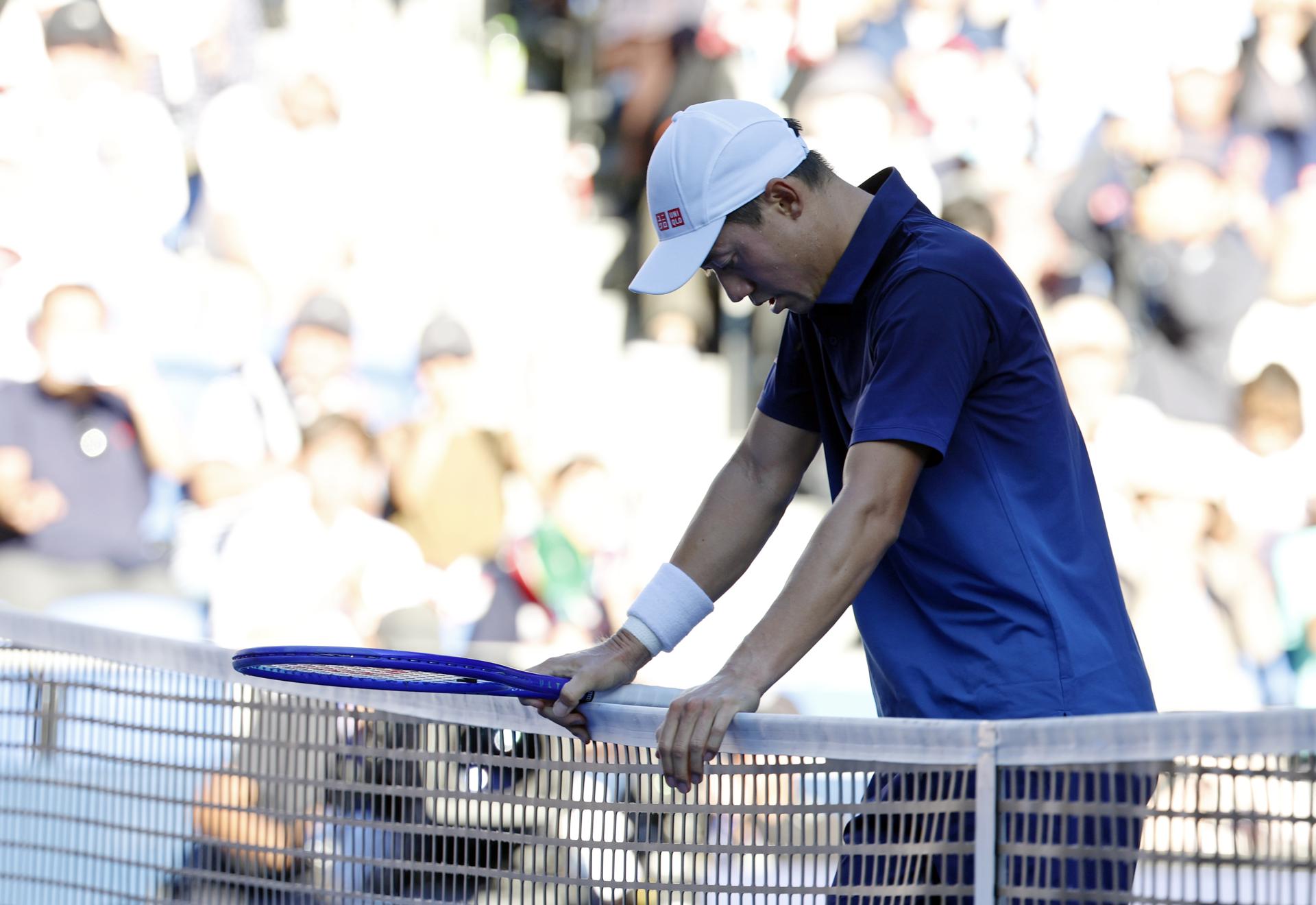 El japonés Kei Nishikori, en un momento de su partido contra el estadounidense Frances Tiafoe, en el Abierto de Tokio.EFE/EPA/FRANCK ROBICHON