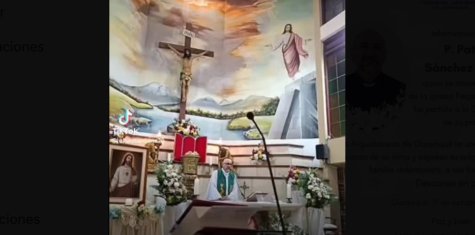 Misa era transmitida por las redes sociales. (Foto: captura de video: @PeriodismoP_Ec / X